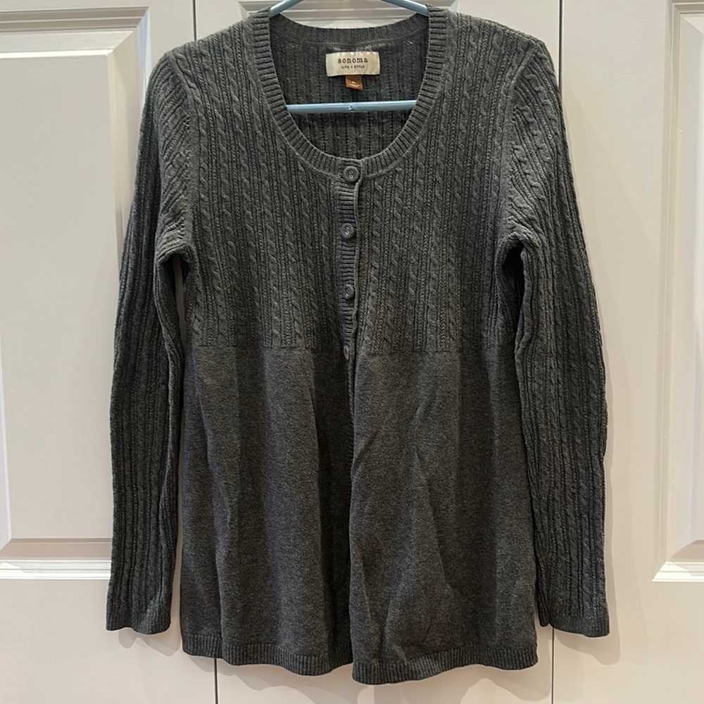 Gray Sonoma 4 Button Cotton Cardigan Size M